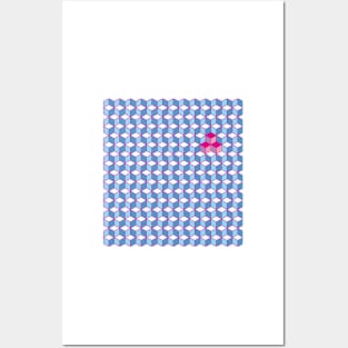 Blue & Pink Tiling Cubes Posters and Art